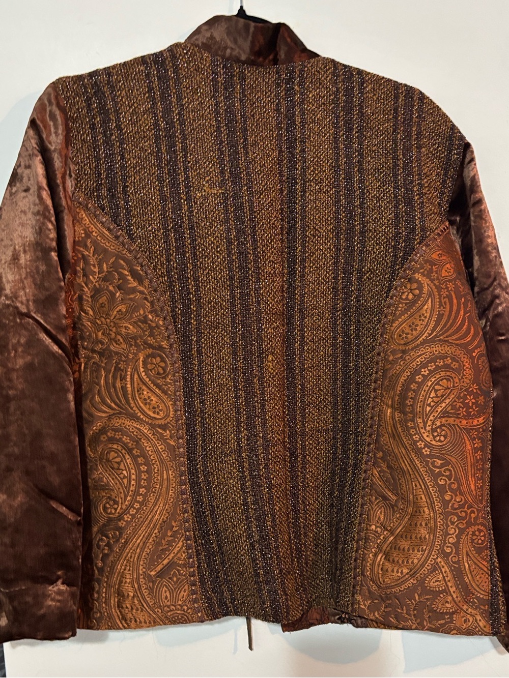 Unisex - gender free Tibetan / Boho Inspired Brown Paisley Quilted Jacket - Picture 8 of 11